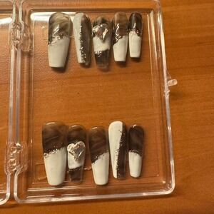 Cocoa Crush 🤎💫 | Coffin Press-On Nail Set (Size M)‎